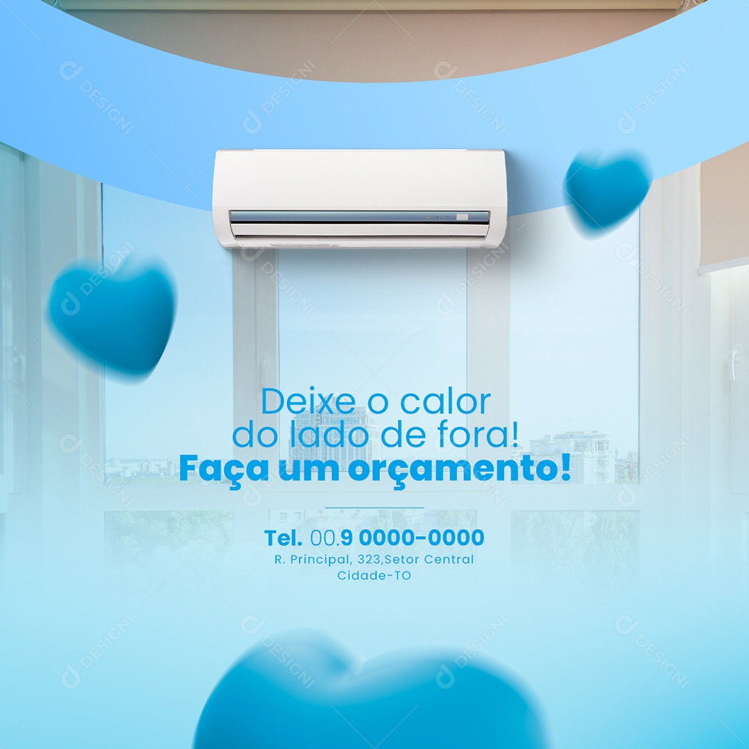 Deixe o Calor do Lado de Fora Ar Condicionado Social Media PSD Editável