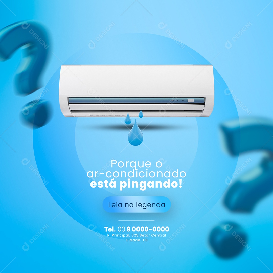 Porque o Ar Condicionado Está Pingando Social Media PSD Editável