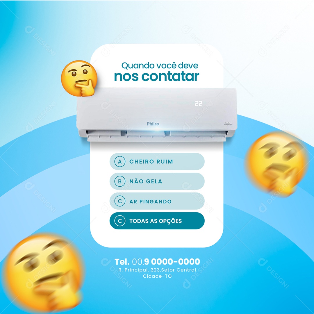 Quando Você deve nos Contatar Ar Condicionado Social Media PSD Editável