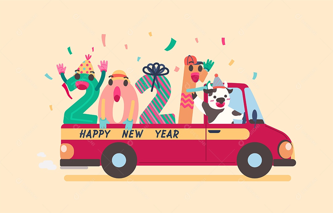 Feliz Ano Novo Desenho de Ilustração 2021 Vetor EPS