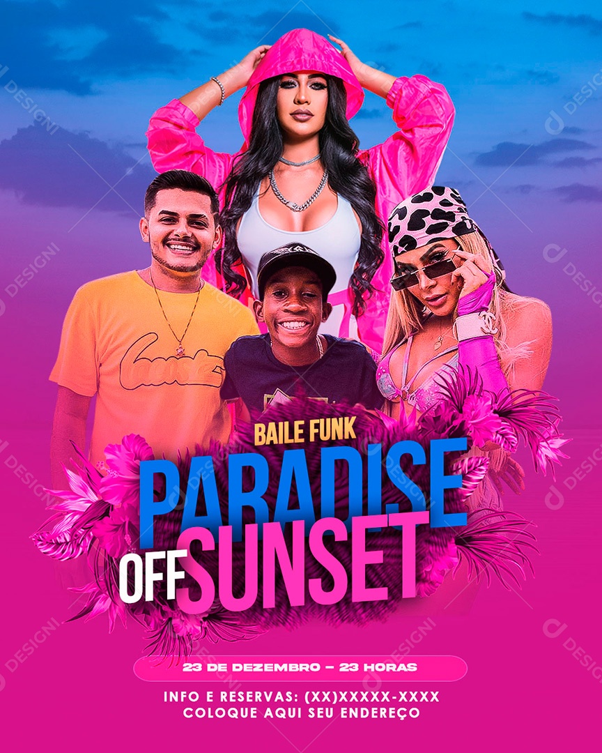 Post Paradaise Off Sunset Social Media PSD Editável