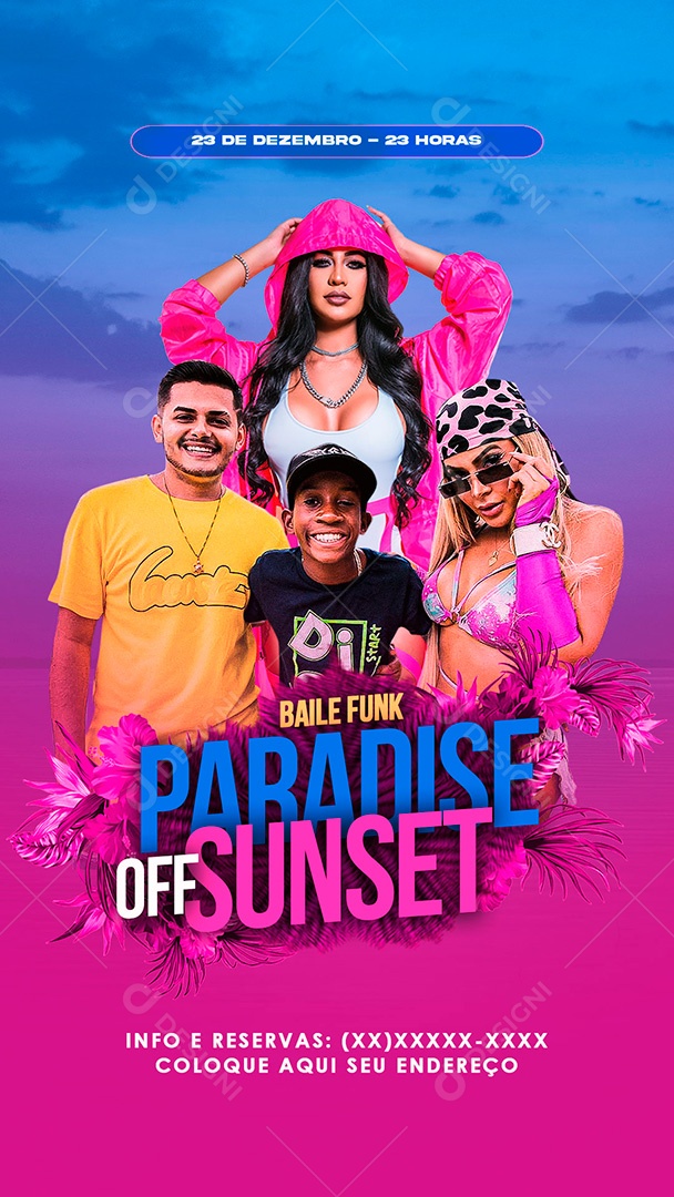 Post Stories Paradaise Off Sunset Social Media PSD Editável