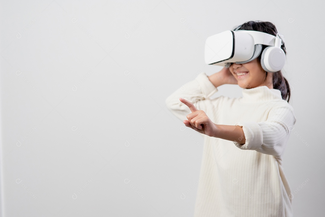 Asian girl with virtual reality headset