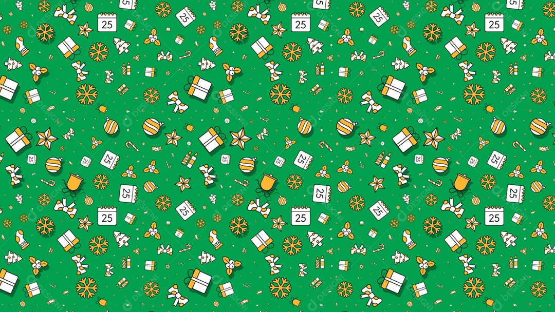 Pattern Padrões Geométricos Objetos Natalino Feliz Natal Em Fundo Verde Vetor AI + PAT
