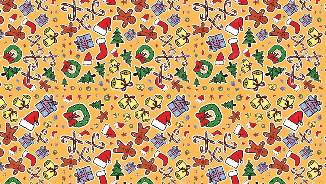 Pattern Padrões Geométricos Objetos Natalino Feliz Natal Em Fundo Laranjado Vetor AI + PAT