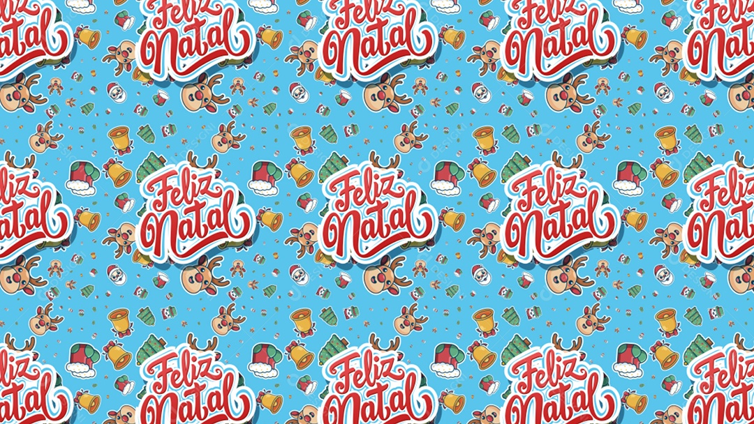 Pattern Padrões Geométricos Texto Natalino Feliz Natal Em Fundo Azul Vetor AI + PAT