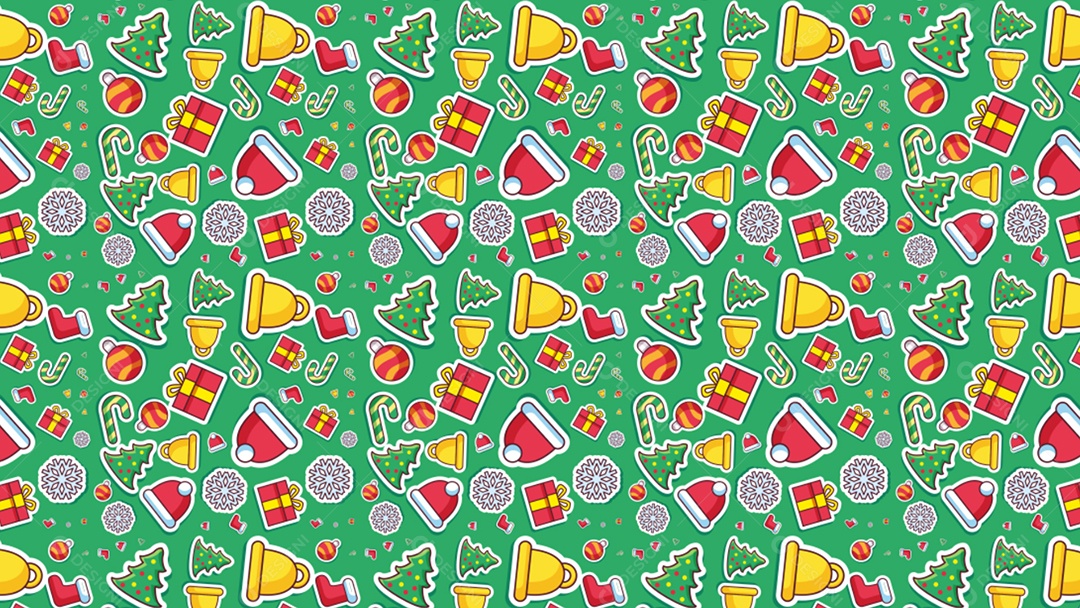Pattern Padrões Geométricos Objetos Natalino de Natal Em Fundo Verde Vetor AI + PAT