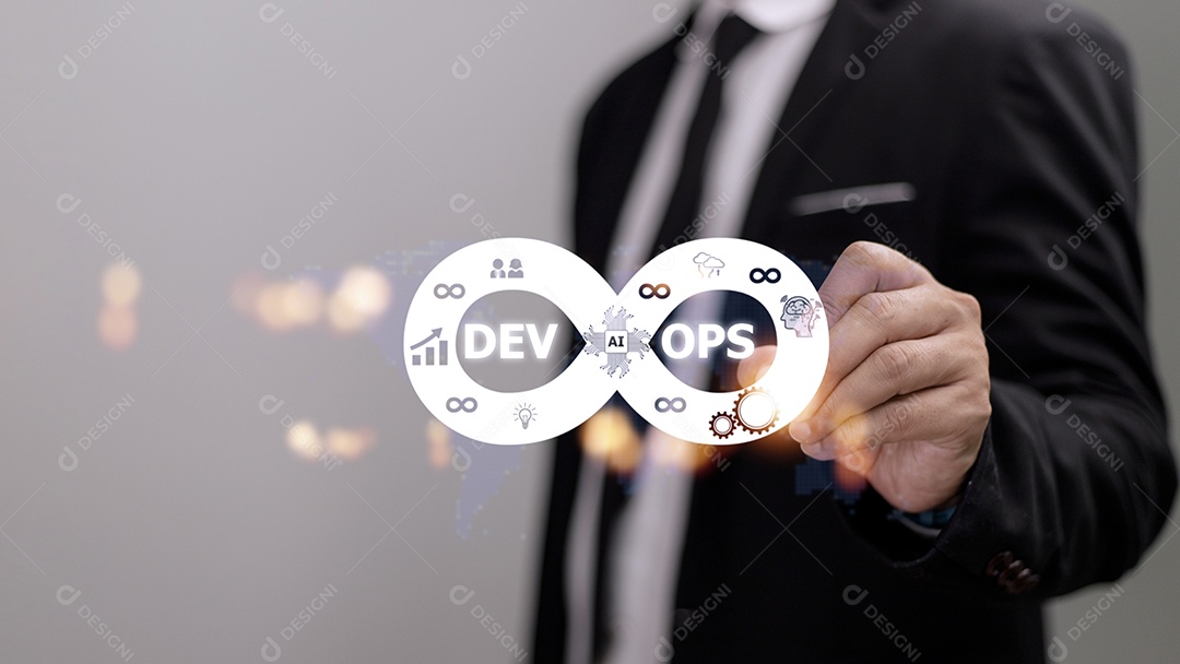 Conceito de tecnologia de programação ágil de operações de desenvolvimento de metodologia DevOps