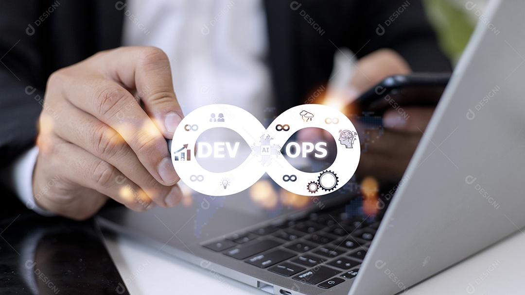 Conceito de tecnologia de programação ágil de operações de desenvolvimento de metodologia DevOps
