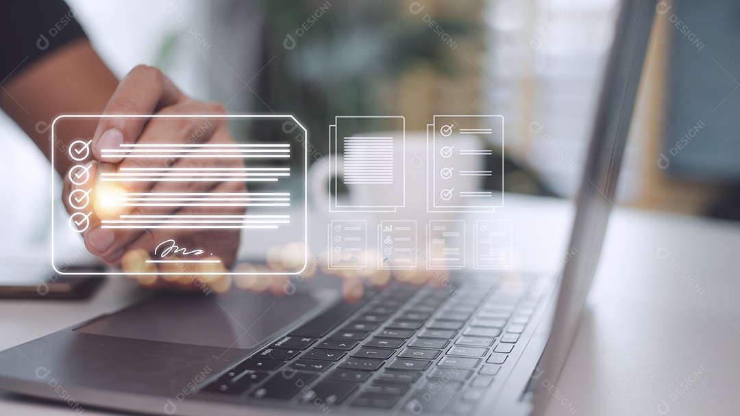 Assinatura eletrônica e conceito de escritório sem papel