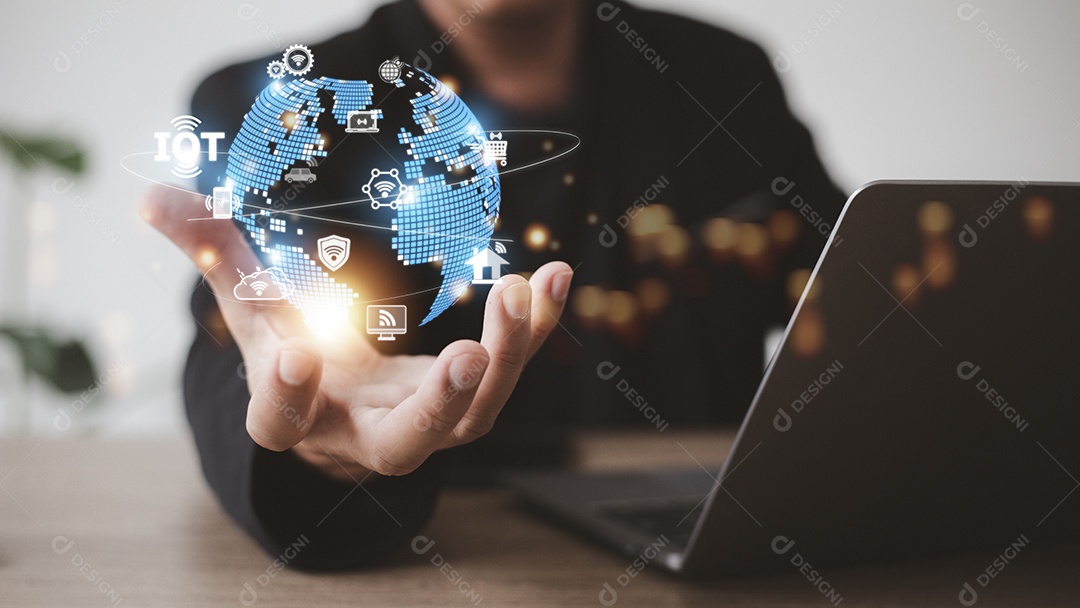 Interface de tela virtual IOT. Internet das Coisas ou conceito de tecnologia IOT