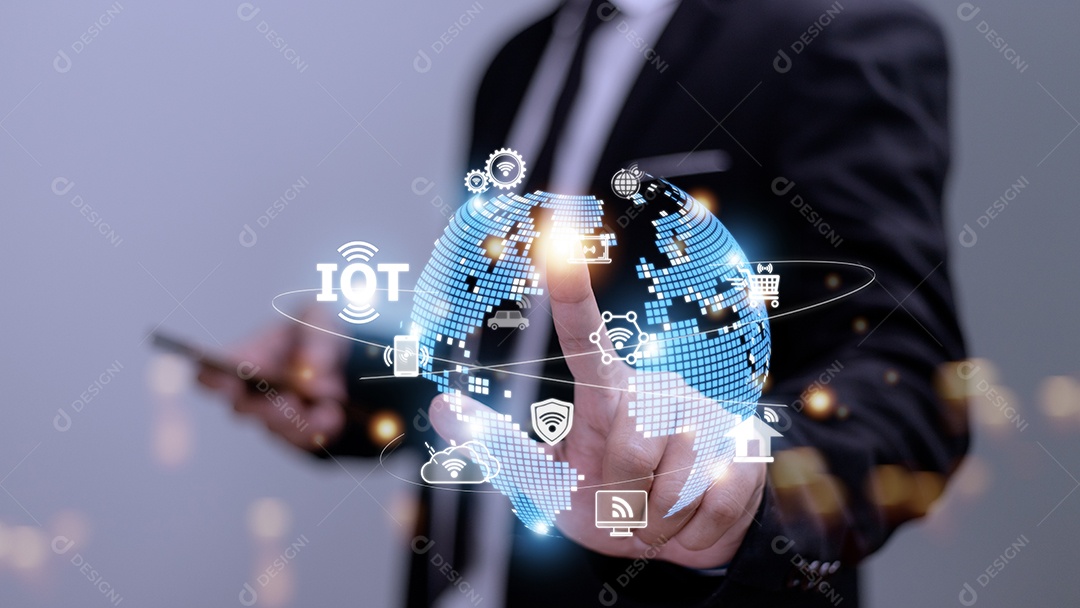 Interface de tela virtual IOT. Internet das Coisas ou conceito de tecnologia IOT