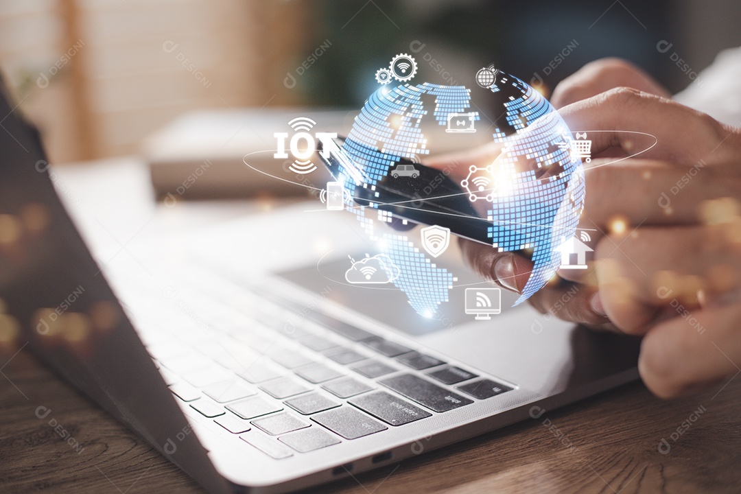 Interface de tela virtual IOT. Internet das Coisas ou conceito de tecnologia IOT