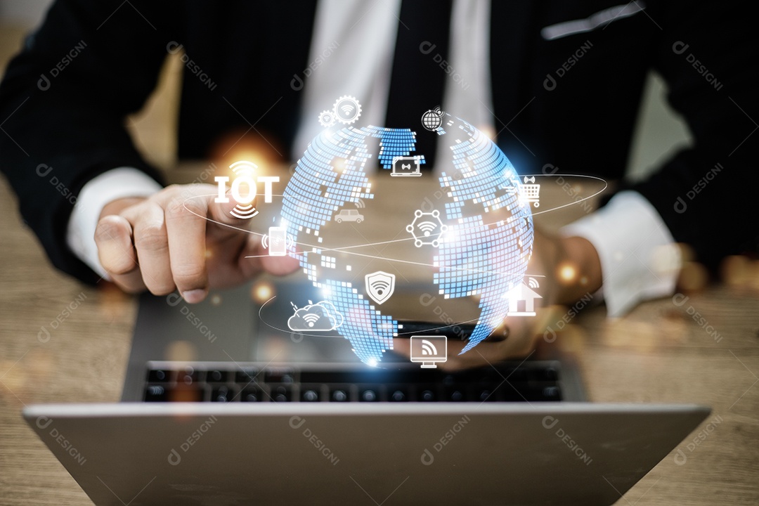 Interface de tela virtual IOT Internet das Coisas ou conceito de tecnologia IOT