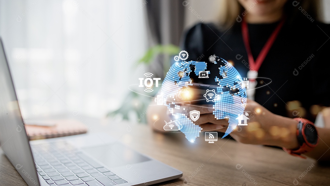 Interface de tela virtual IOT Internet das Coisas ou conceito de tecnologia IOT