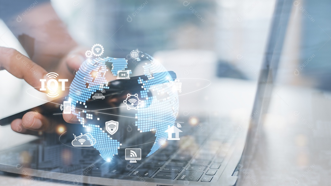 Interface de tela virtual IOT Internet das Coisas ou conceito de tecnologia IOT