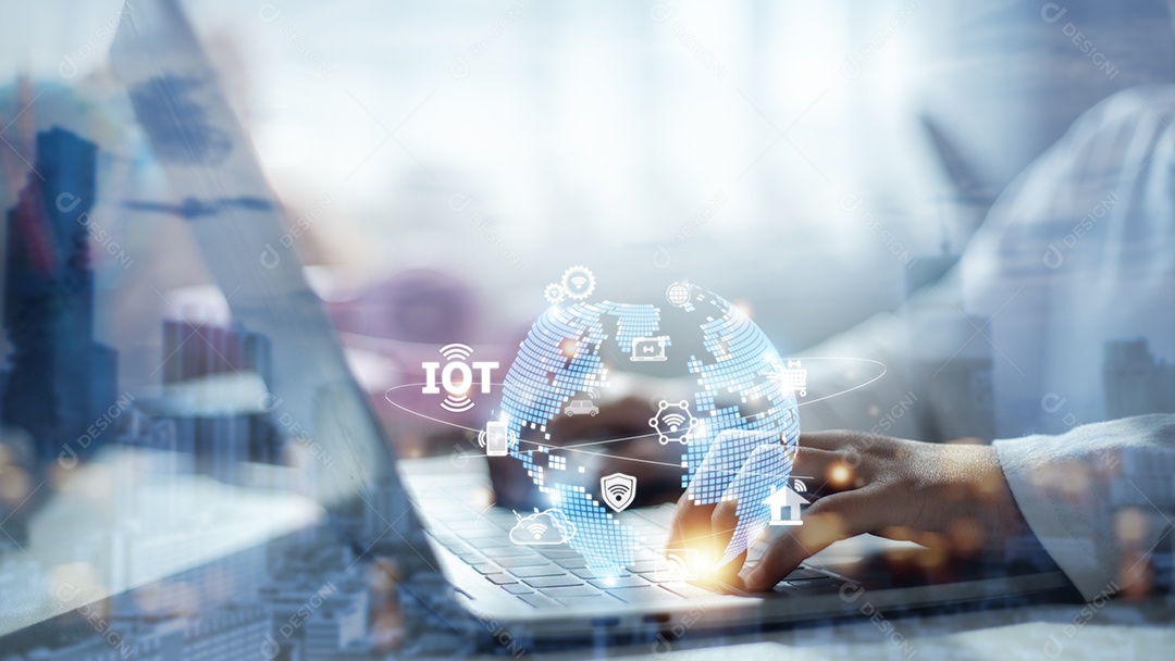 Interface de tela virtual IOT Internet das Coisas ou conceito de tecnologia IOT