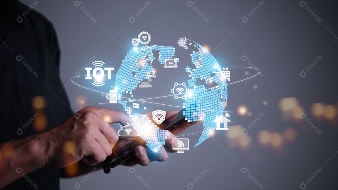 Interface de tela virtual IOT Internet das Coisas ou conceito de tecnologia IOT