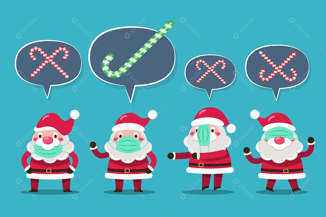 Papai Noel mostra como usar as Máscaras de Forma Correta Vetor EPS