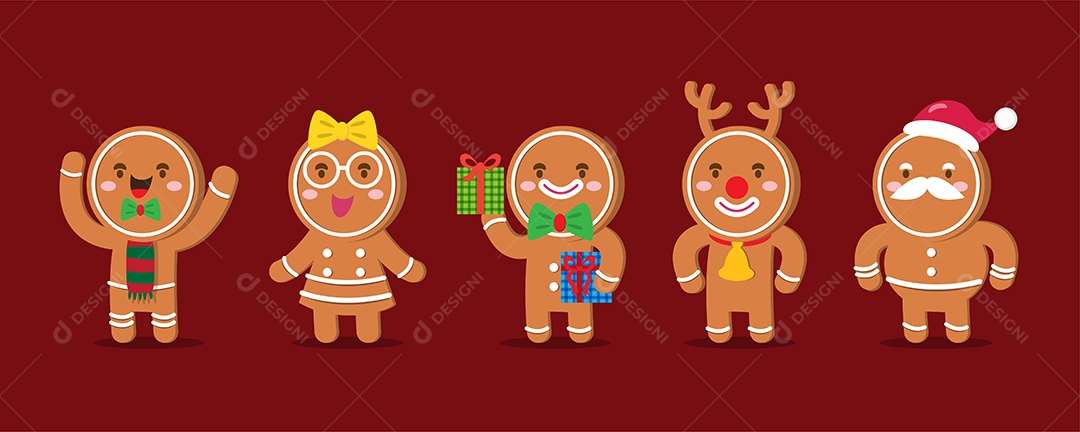 Biscoitos de Gengibre Desenho de Natal Ilustração Vetor EPS