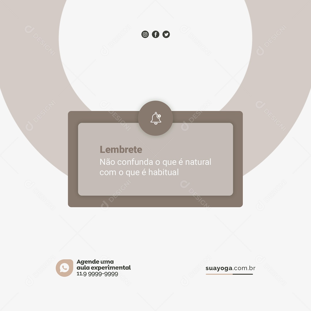 Social Media Lembrete Não confunda o que é Natural com o que é Habitual Yoga PSD Editável