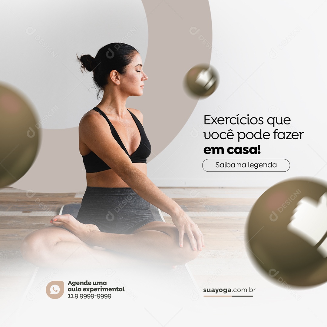 Exercícios que Você pode Fazer em Casa Yoga Social Media PSD Editável