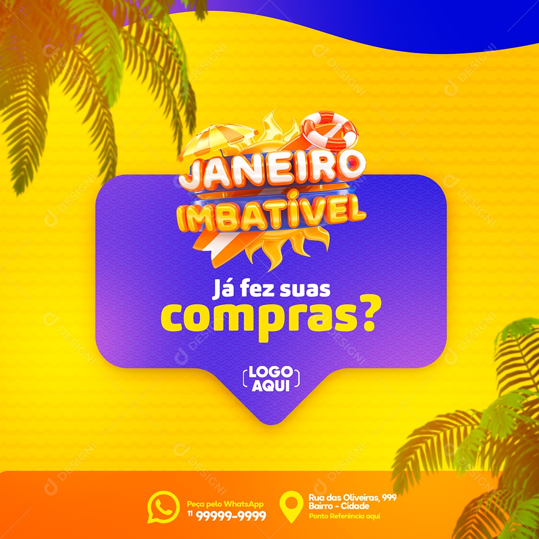 Janeiro Imbatível Já fez suas Compras Supermercado Social Media PSD Editável