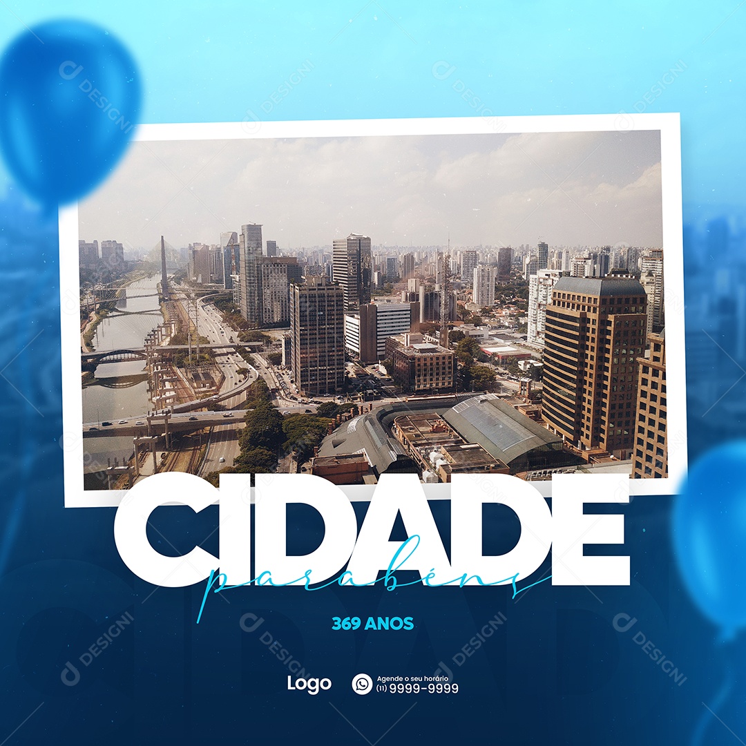 Parabéns Cidade Pelos Seus 369 Anos Aniversário Social Media PSD Editável