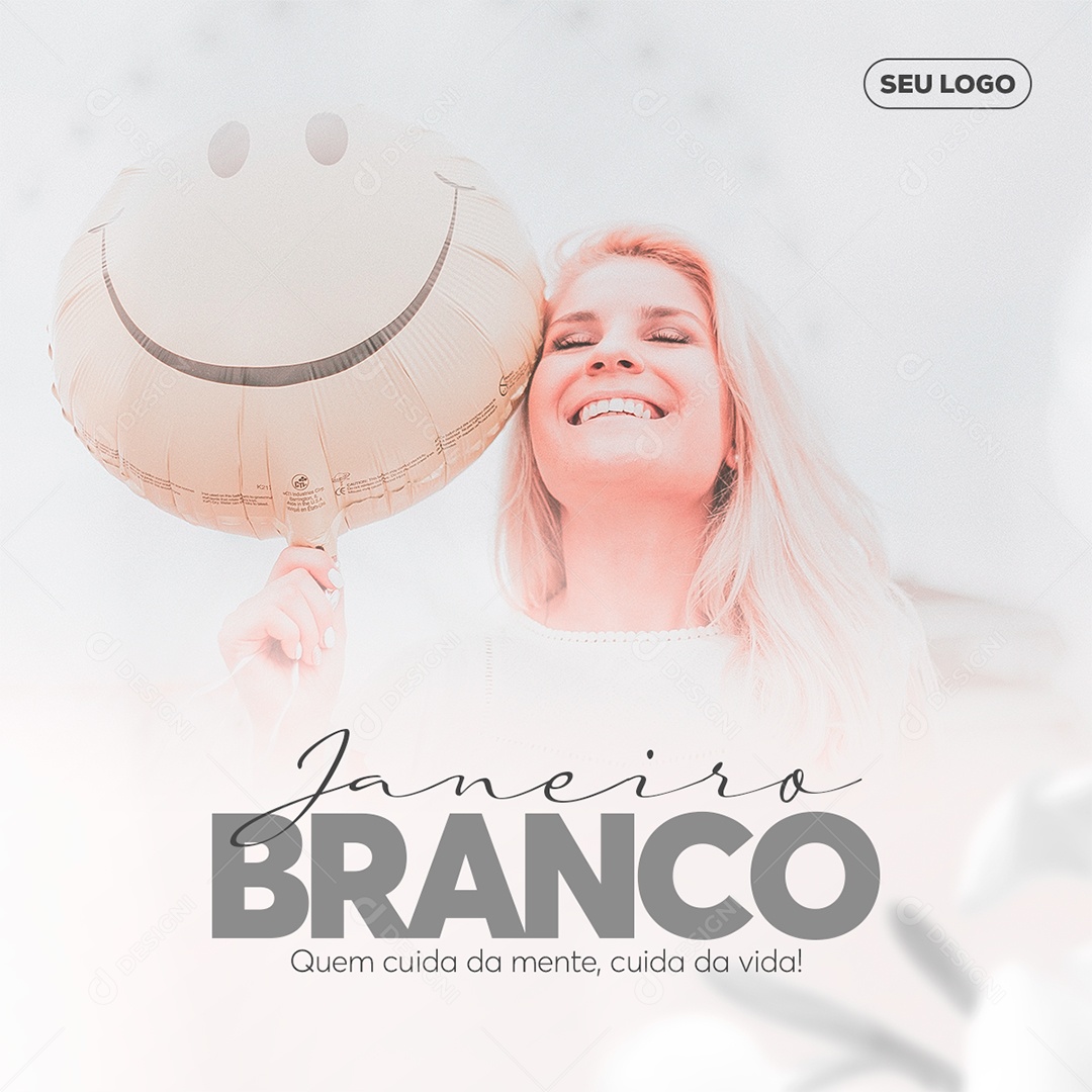 Quem Cuida da Mente Cuida da Vida Janeiro Branco Social Media PSD Editável