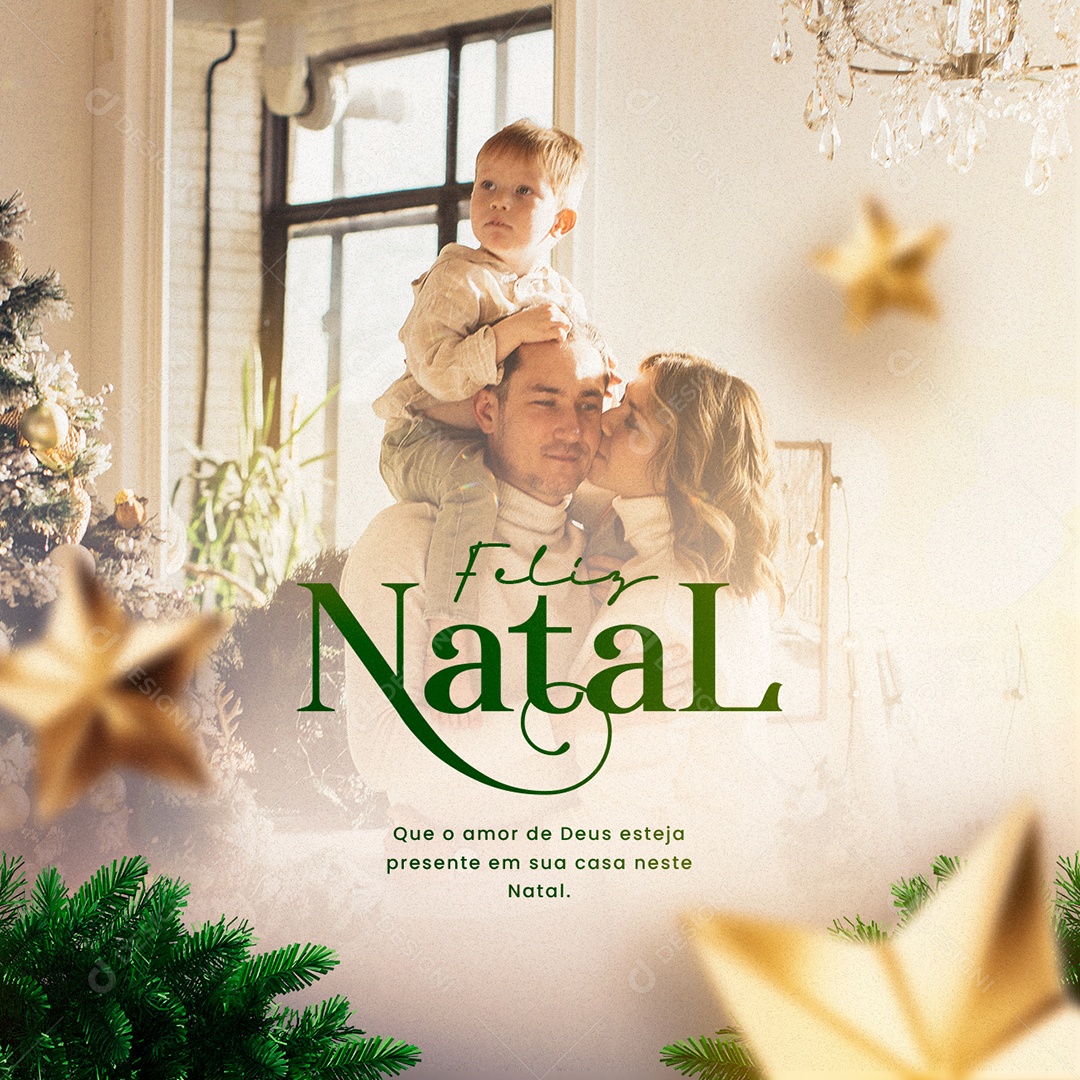 Que o Amor de Deus Esteja Presente em Sua Casa neste Natal Social Media PSD Editável