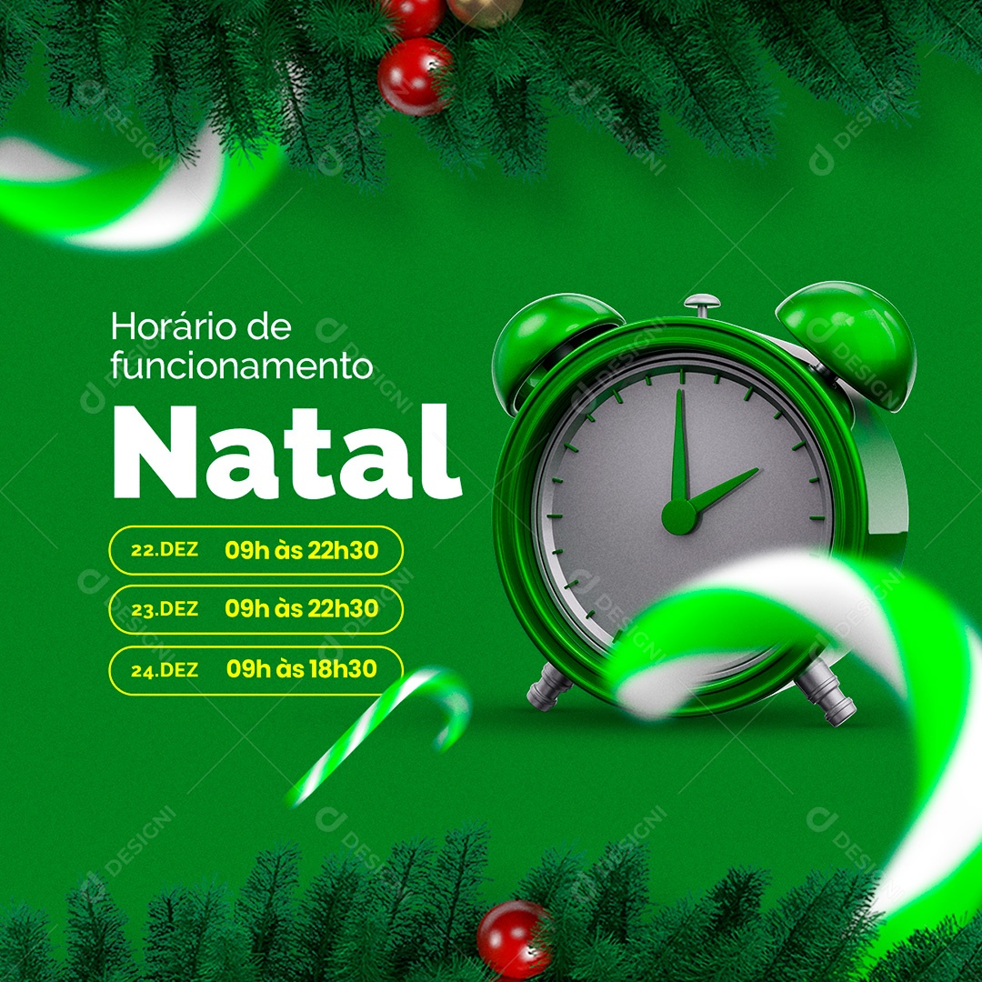 Post Horário de Funcionamento de Natal PSD Social Media PSD Editável