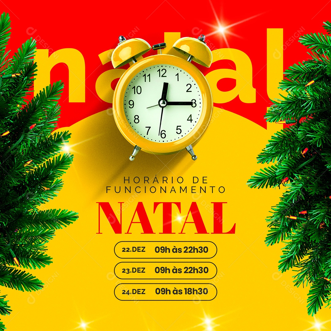 Post Horário de Funcionamento de Natal PSD Social Media PSD Editável