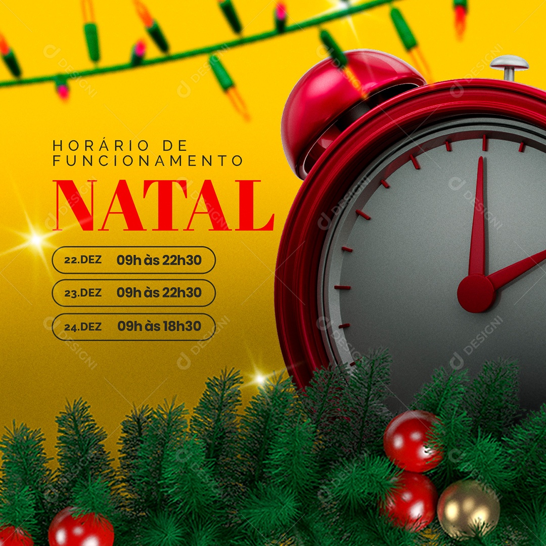 Post Horário de Funcionamento de Natal PSD Social Media PSD Editável