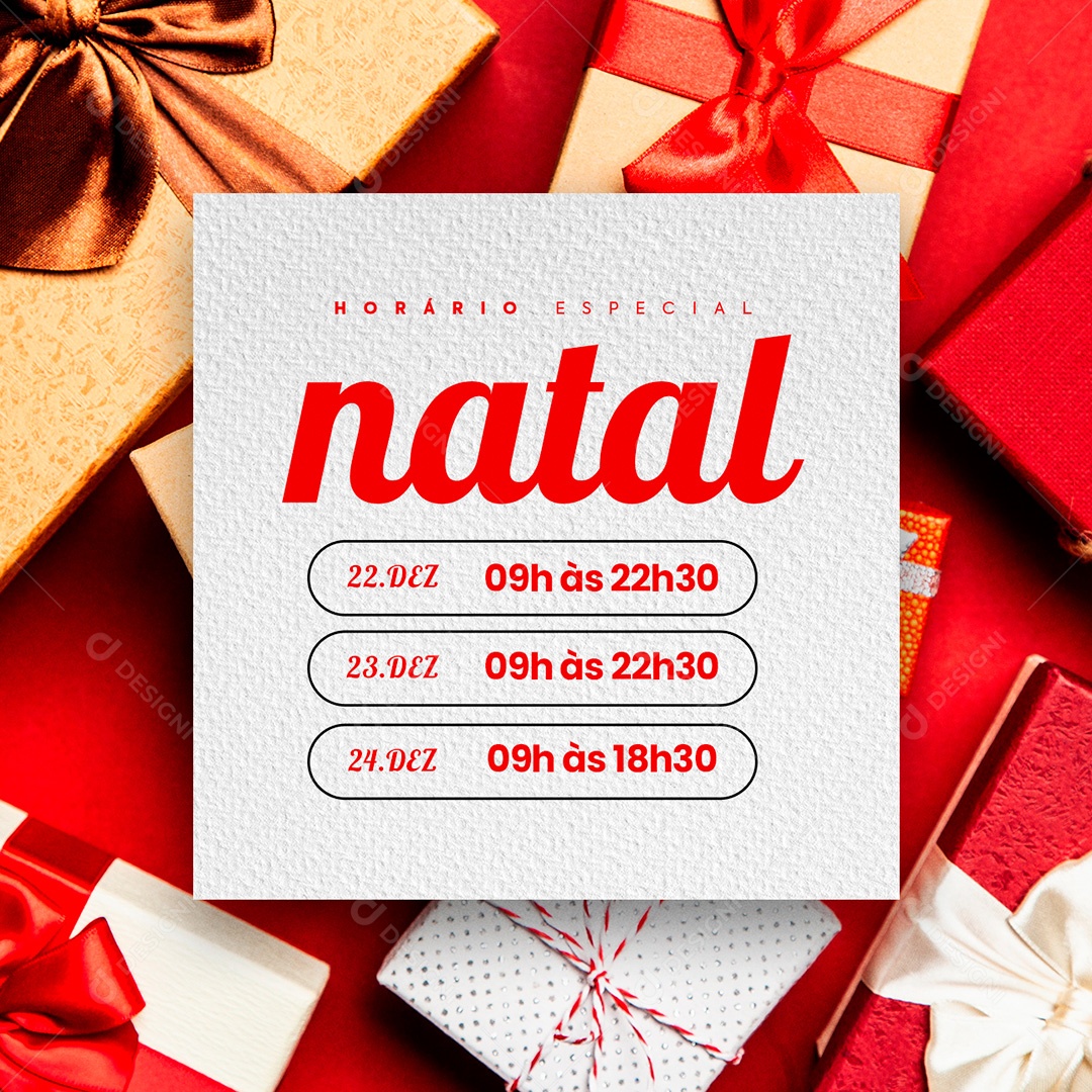 Post Horário de Funcionamento de Natal PSD Social Media PSD Editável