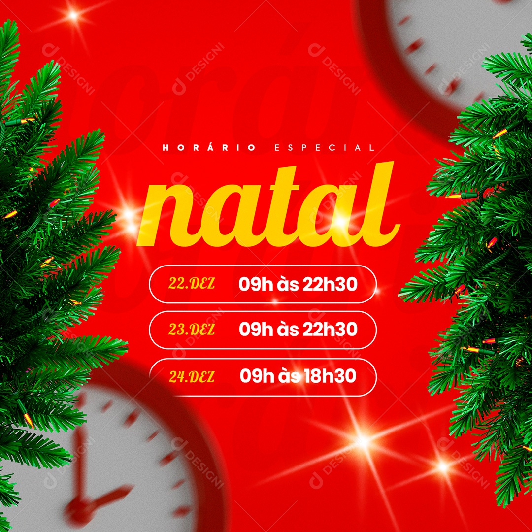 Post Horário de Funcionamento de Natal PSD Social Media PSD Editável