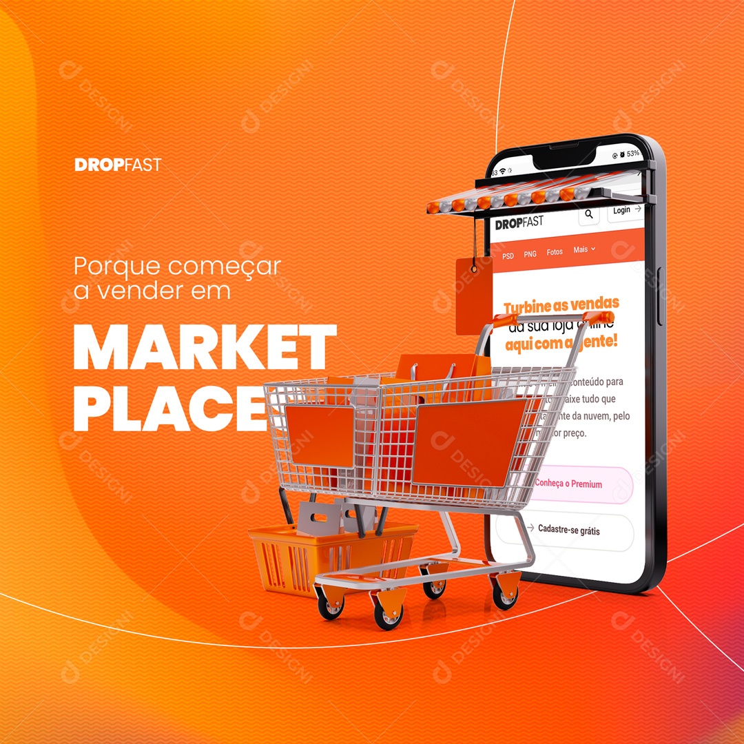Porque Começar a Vender em Market Places Dropshipping Social Media PSD Editável