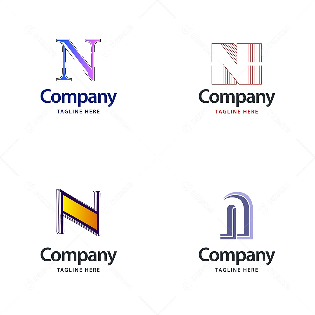 Logo N Logotipos Modernos Vetor EPS