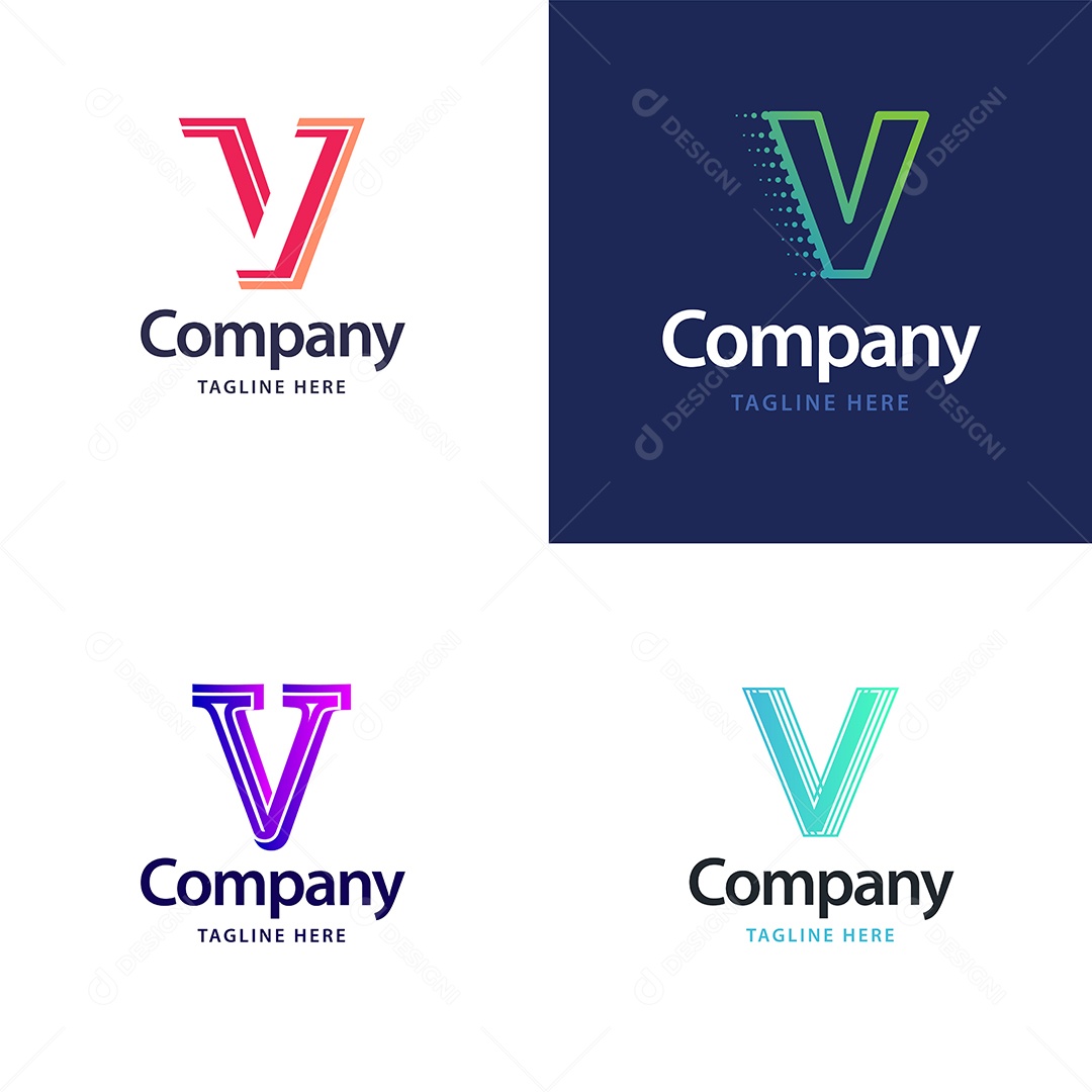 Logo V Logotipos Modernos Vetor EPS