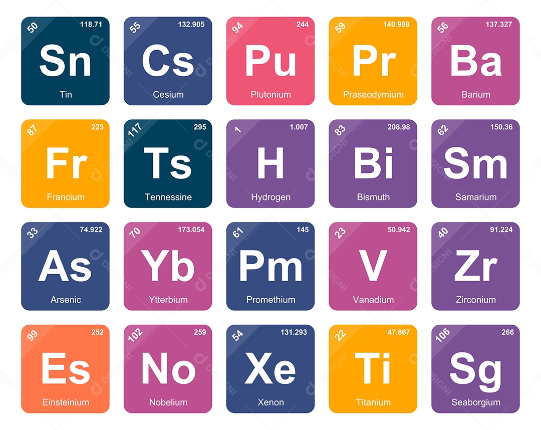 Tabela Periódica Colorida Ícones Vetor EPS