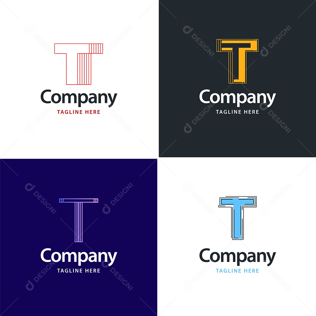 Logo T Logotipos Modernos Vetor EPS