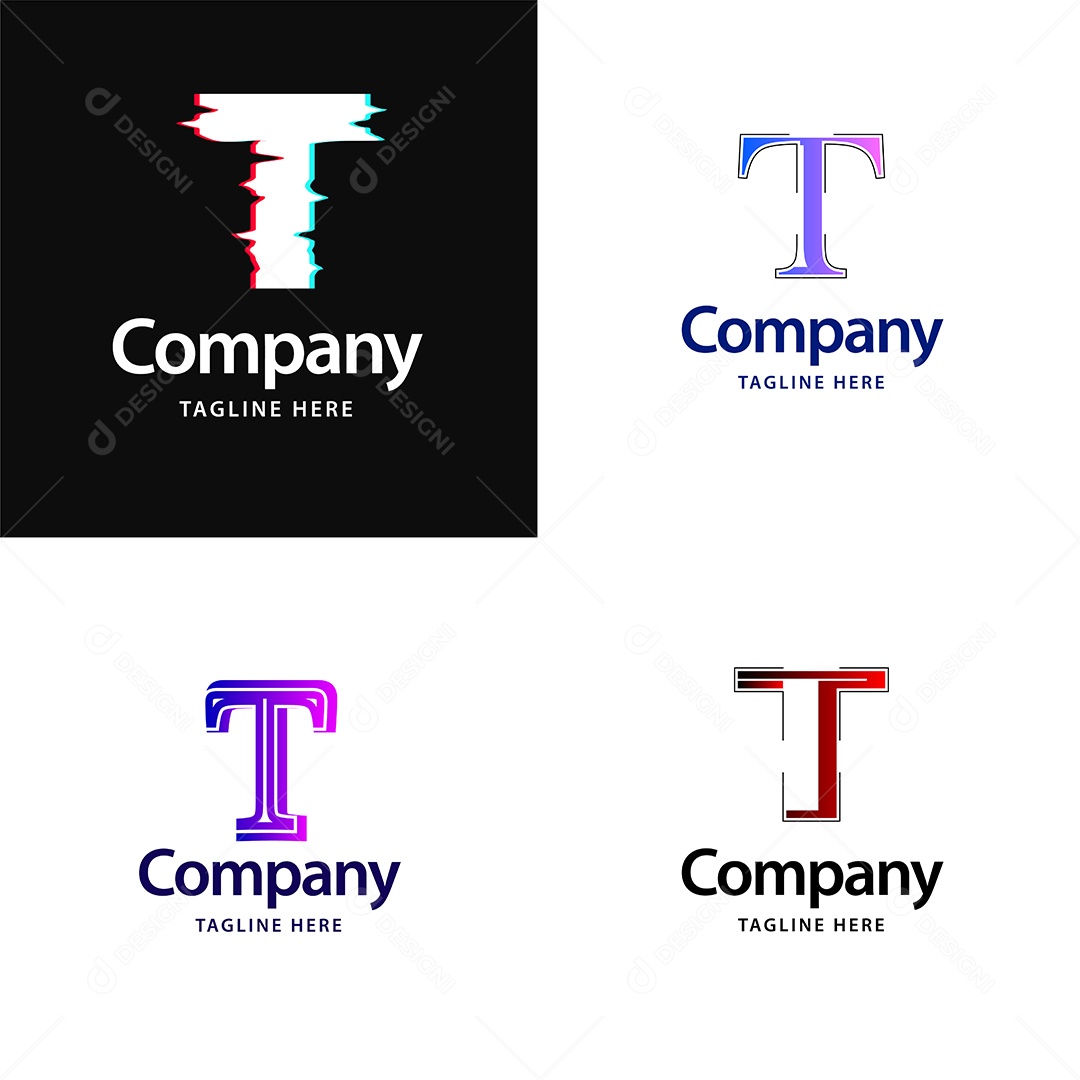 Logo T Logotipos Modernos Vetor EPS