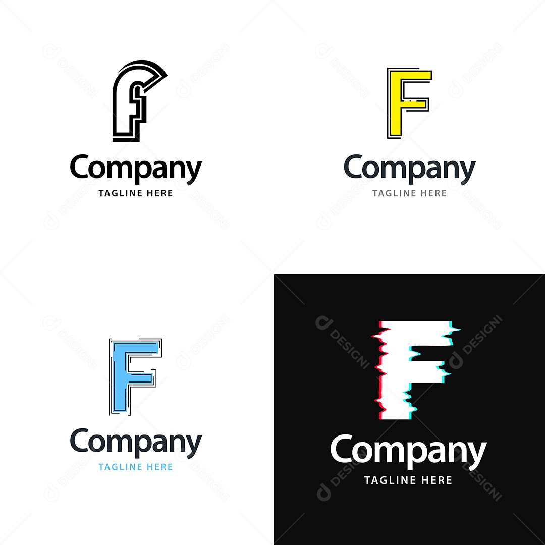 Logo F Logotipos Modernos Vetor EPS