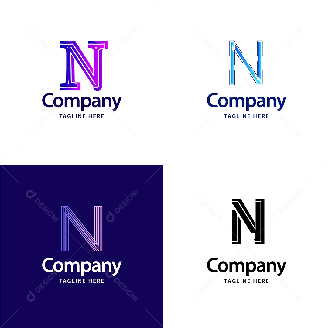 Logo N Logotipos Modernos Vetor EPS