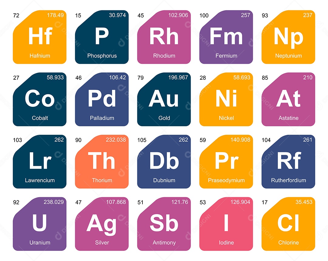 Tabela Periódica Colorida Ícones Vetor EPS