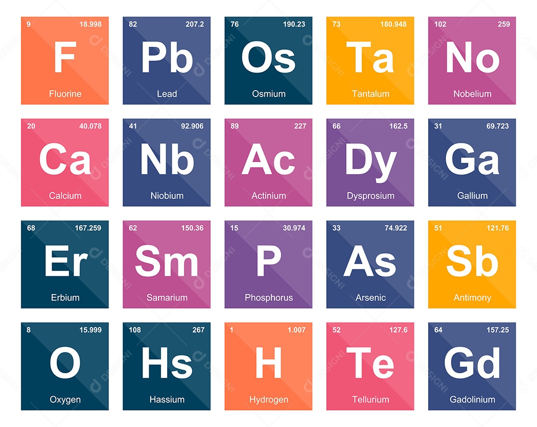 Tabela Periódica Colorida Ícones Vetor EPS