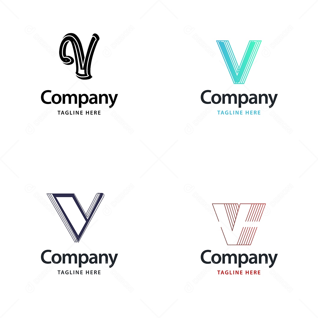 Logo V Personalizada Logotipos Modernos EPS