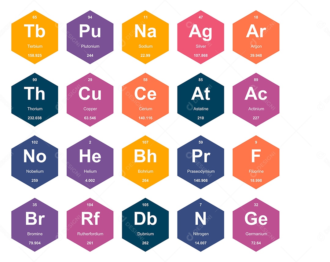 Tabela Periódica Colorida Ícones Vetor EPS