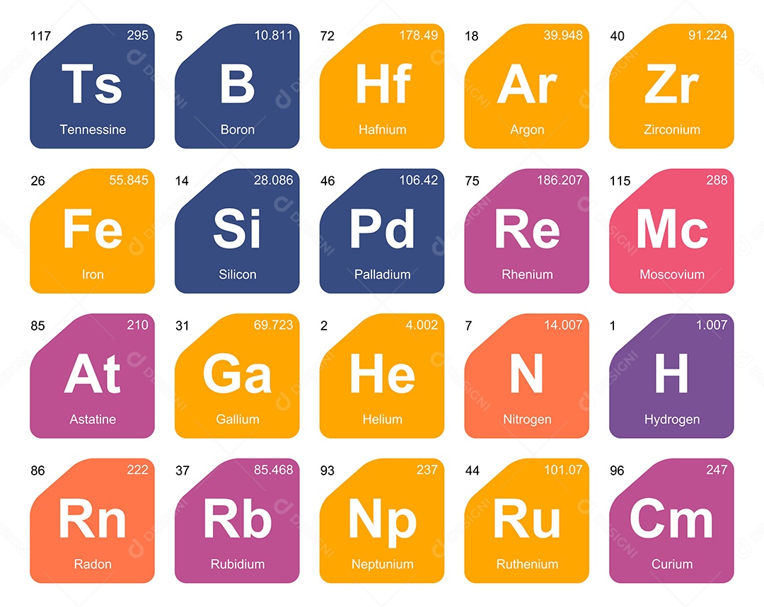 Tabela Periódica Colorida Ícones Vetor EPS