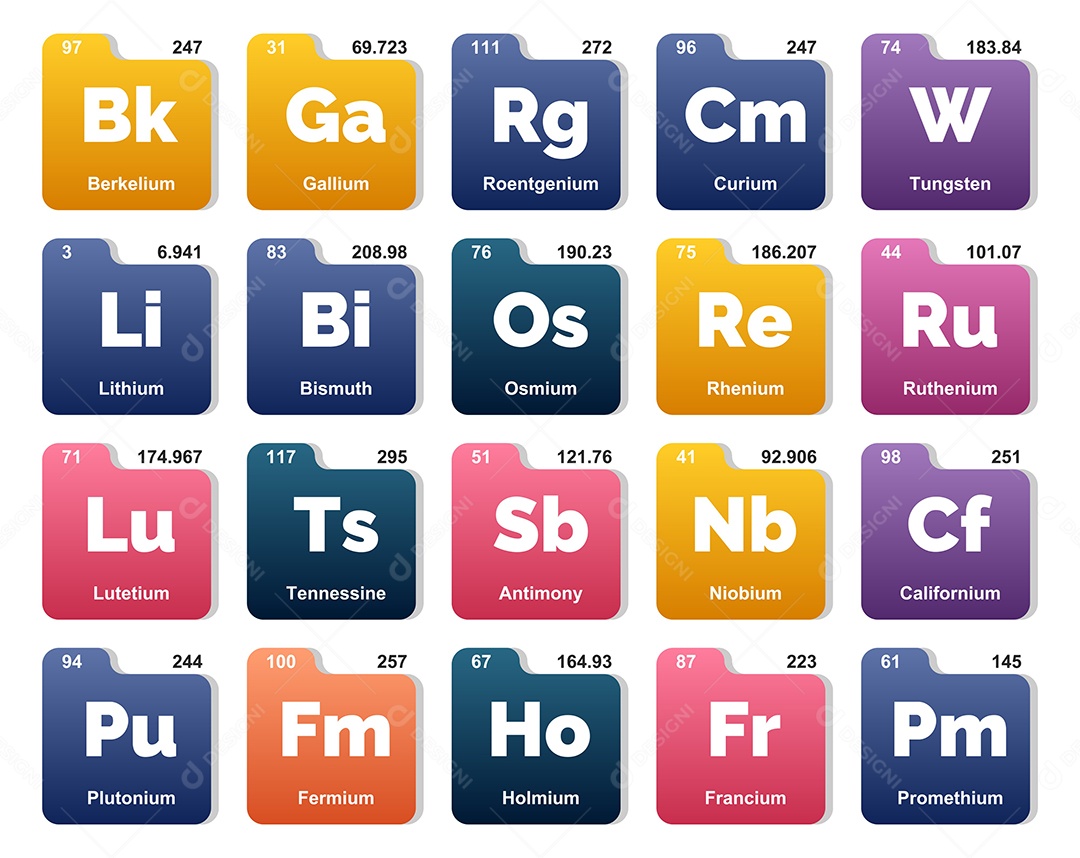 Tabela Periódica Colorida Ícones Vetor EPS