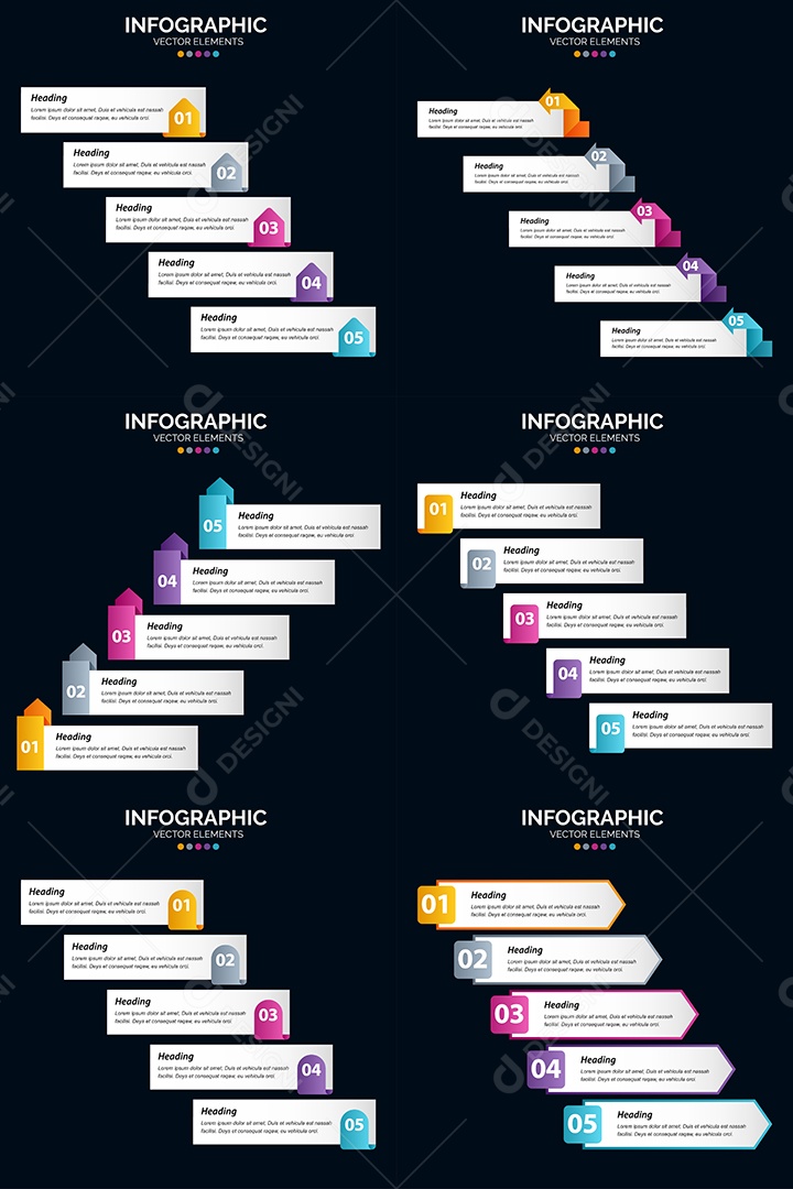 Conjunto de Infográficos Vetoriais Vetor EPS